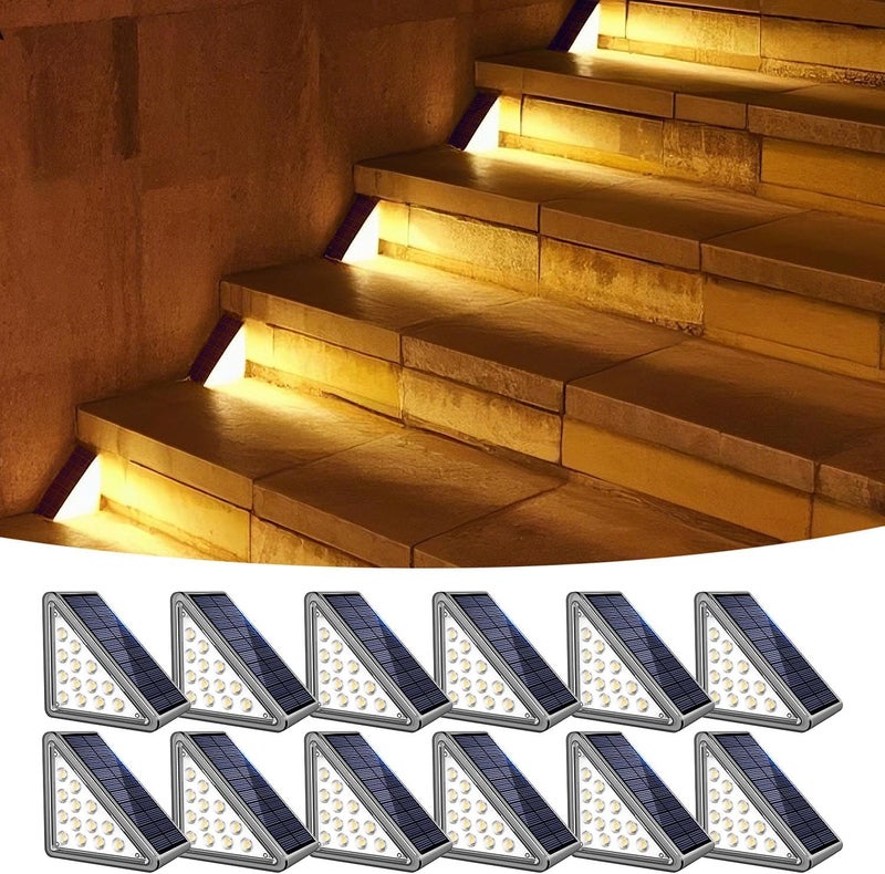 JEJOT Solar Step Lights Outdoor Stair Light, Deck Lights Outdoor Powered IP65 Waterproof, 2CCT Solar Outdoor Step Light, Decor for Stair, Deck, Step, Sidewalk, Porch and Outside Patio,2CCT,12 Pack - Image 1